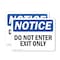Signmission Do Not Enter Exit Only OSHA Notice Sign, Plastic, 14in W x 10in L, 2PK OS-2PACK-NS-P-1014-L-11184 - alternate 1